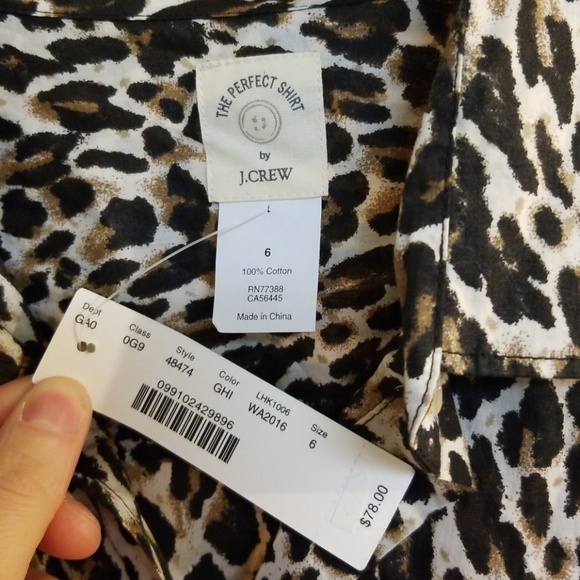 J.Crew Perfect Shirt Leopard - NEW Size 6 - Picture 2 of 4